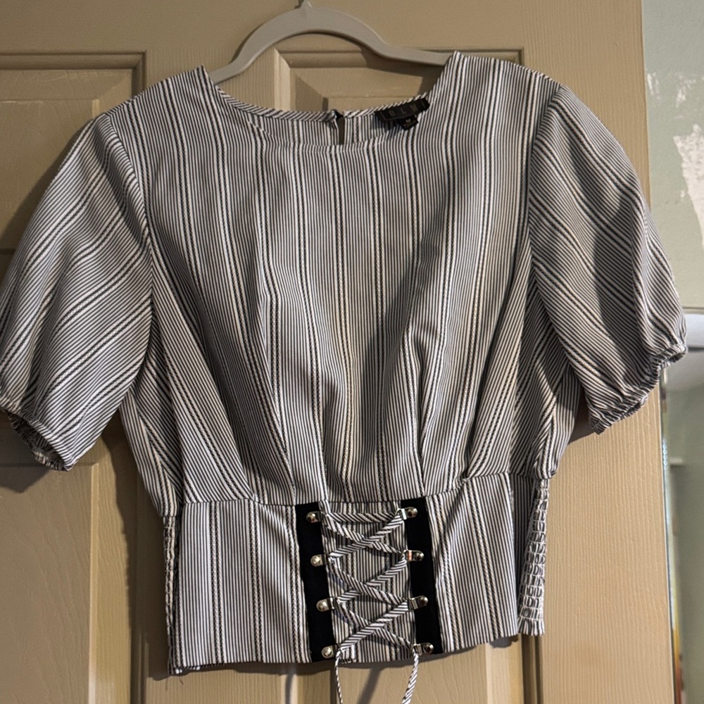 Elegant Black and White Striped Women's Blouse